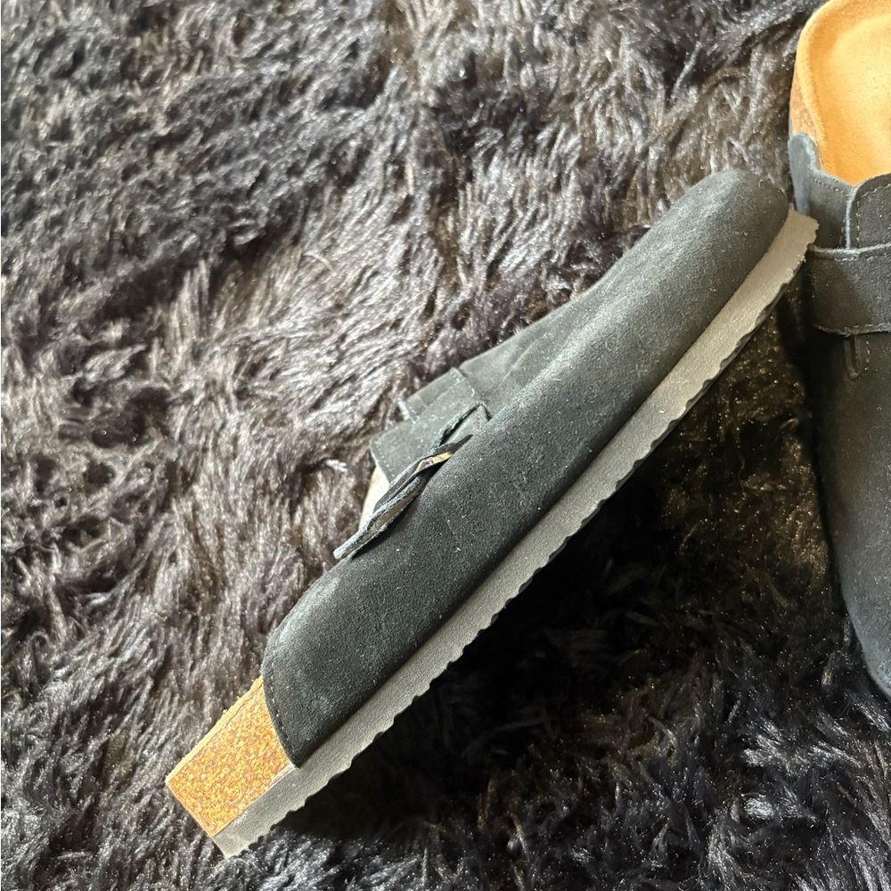 Black Cork Footbed Sandals with Adjustable Buckle Straps - Picture 8 of 9